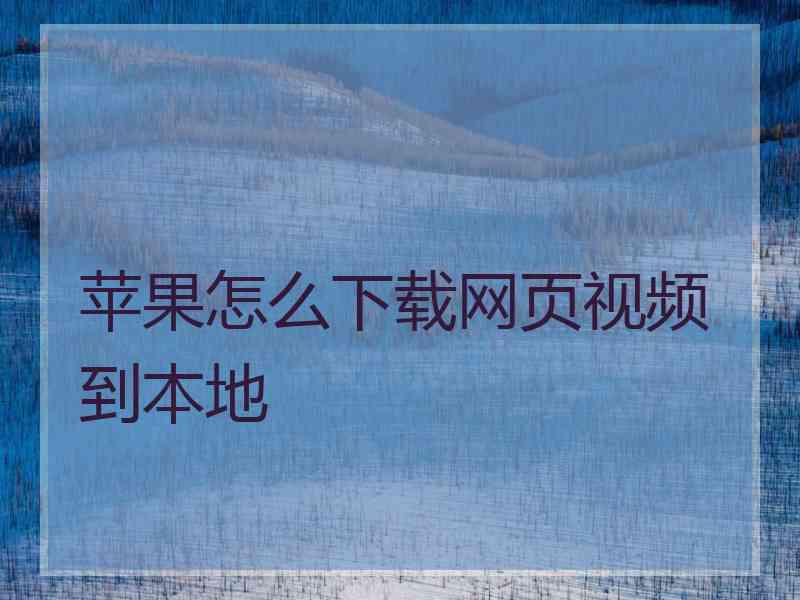 苹果怎么下载网页视频到本地