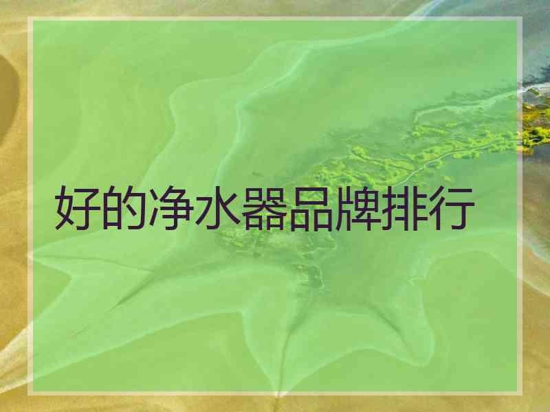 好的净水器品牌排行