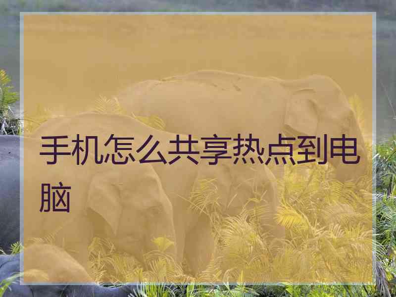 手机怎么共享热点到电脑