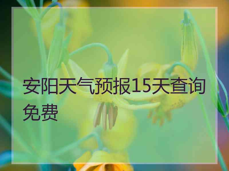 安阳天气预报15天查询免费