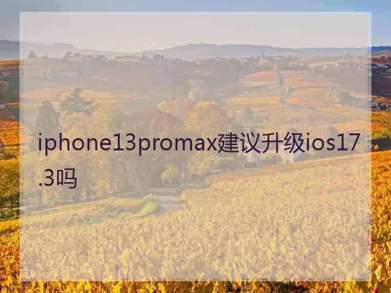 iphone13promax建议升级ios17.3吗
