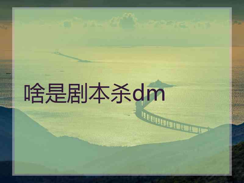 啥是剧本杀dm