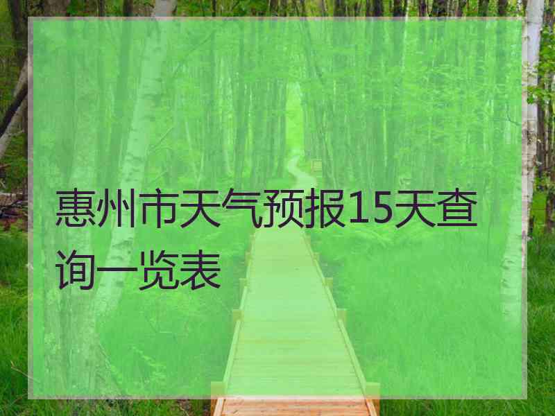 惠州市天气预报15天查询一览表