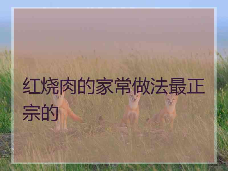 红烧肉的家常做法最正宗的