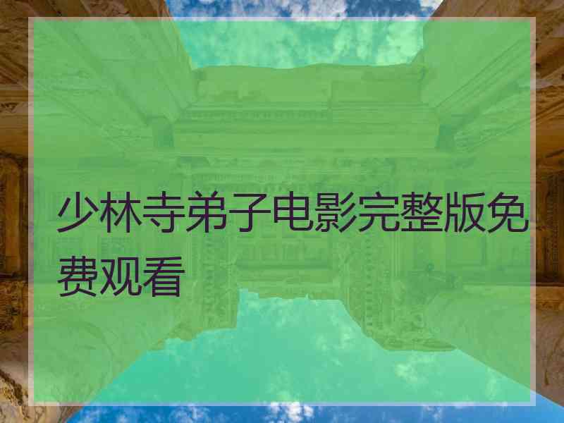 少林寺弟子电影完整版免费观看