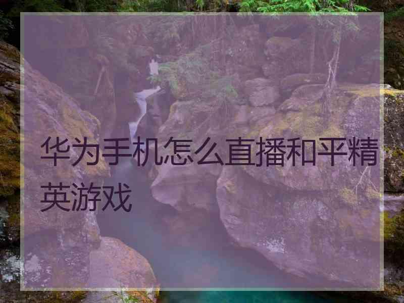 华为手机怎么直播和平精英游戏