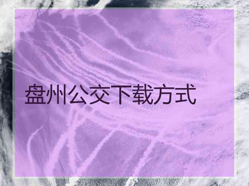 盘州公交下载方式
