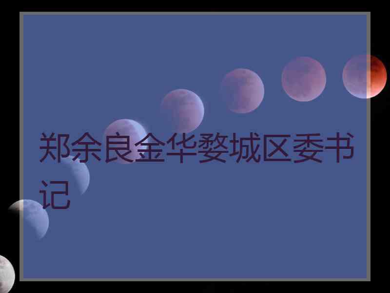 郑余良金华婺城区委书记