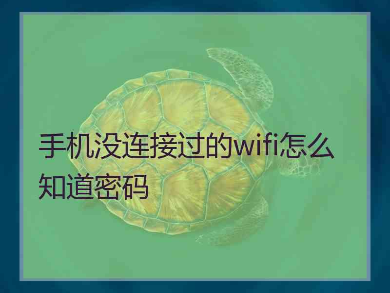 手机没连接过的wifi怎么知道密码