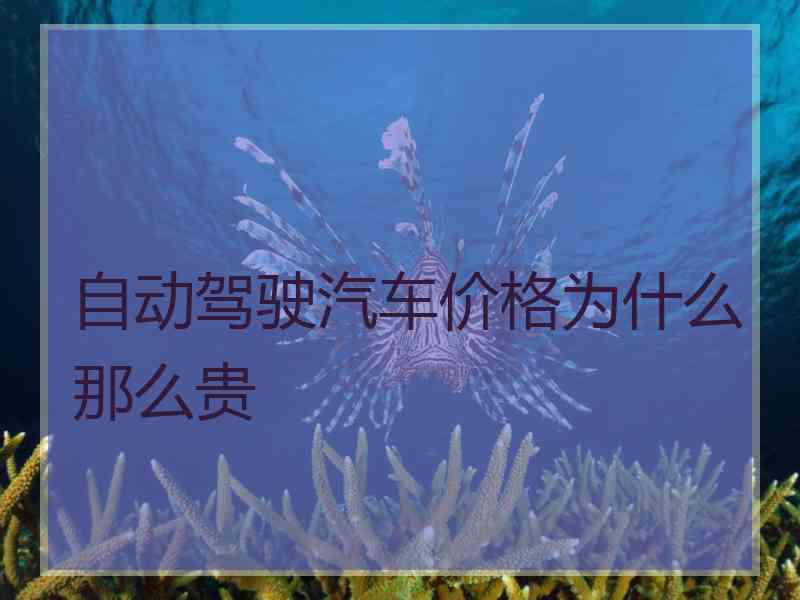 自动驾驶汽车价格为什么那么贵
