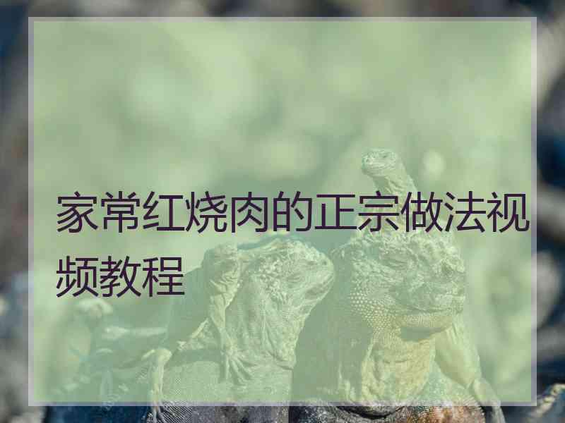 家常红烧肉的正宗做法视频教程
