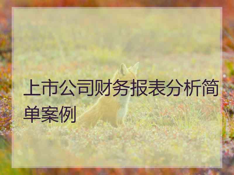 上市公司财务报表分析简单案例