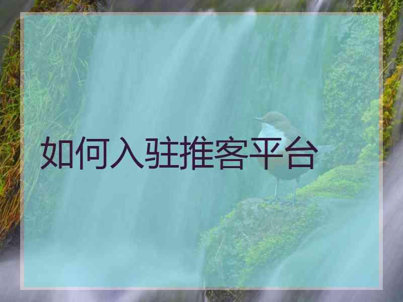 如何入驻推客平台