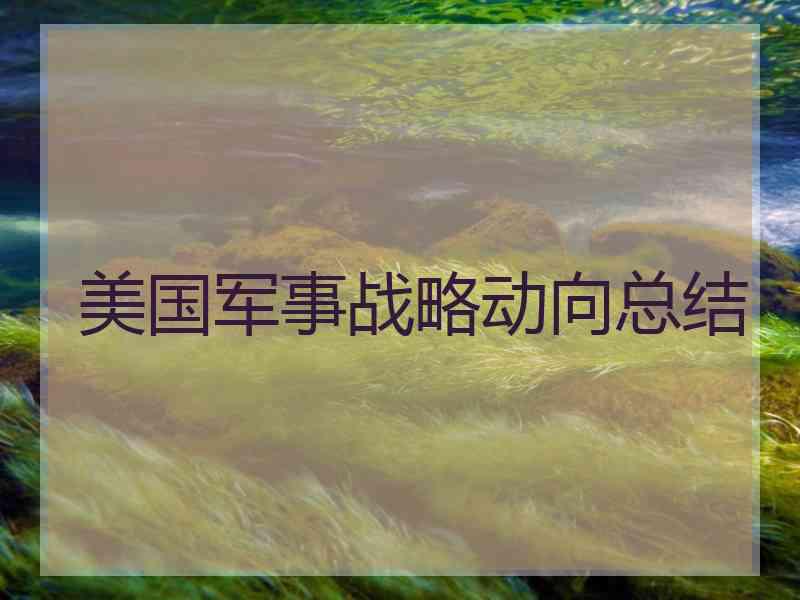 美国军事战略动向总结