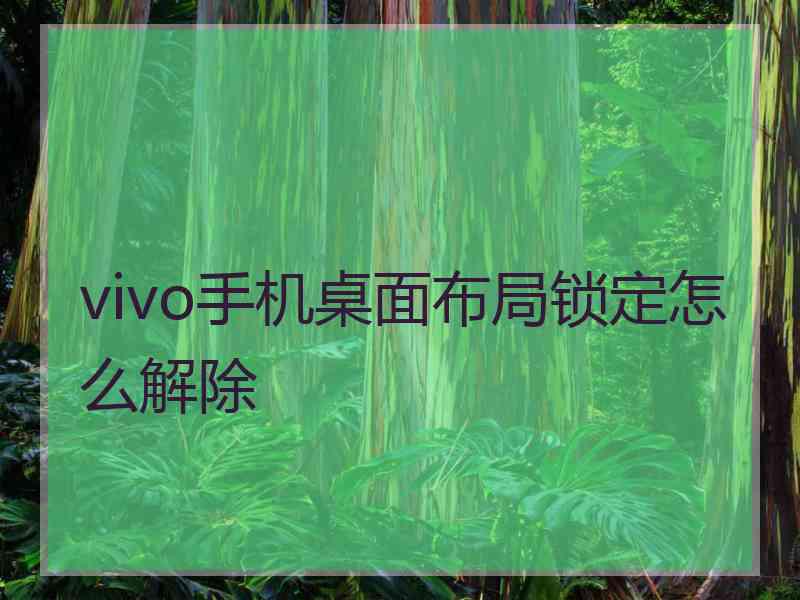 vivo手机桌面布局锁定怎么解除
