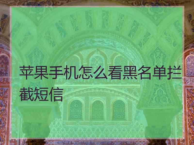 苹果手机怎么看黑名单拦截短信