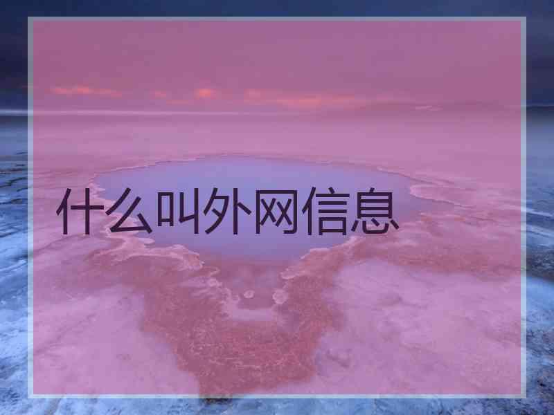 什么叫外网信息