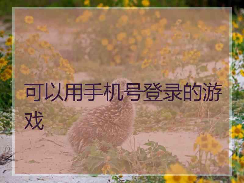 可以用手机号登录的游戏