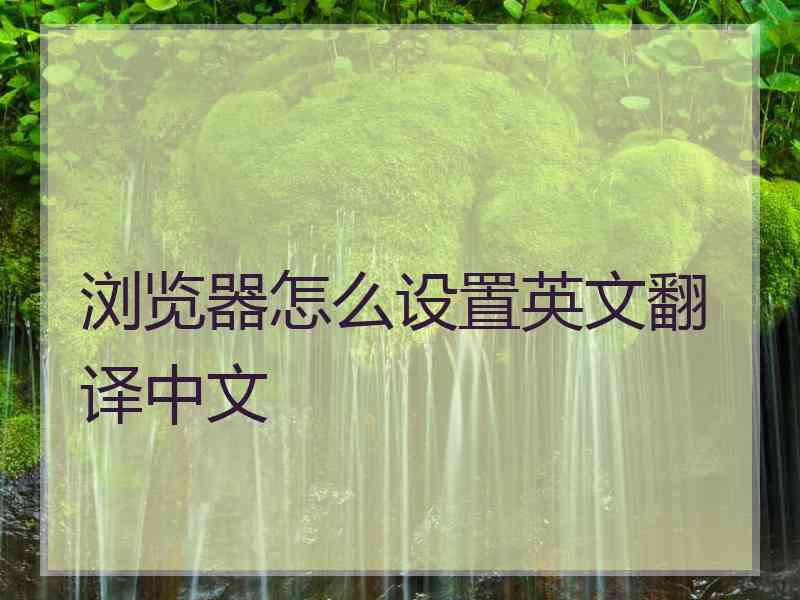 浏览器怎么设置英文翻译中文