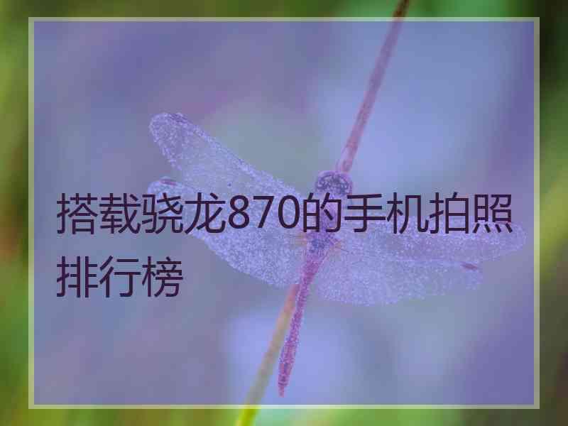 搭载骁龙870的手机拍照排行榜