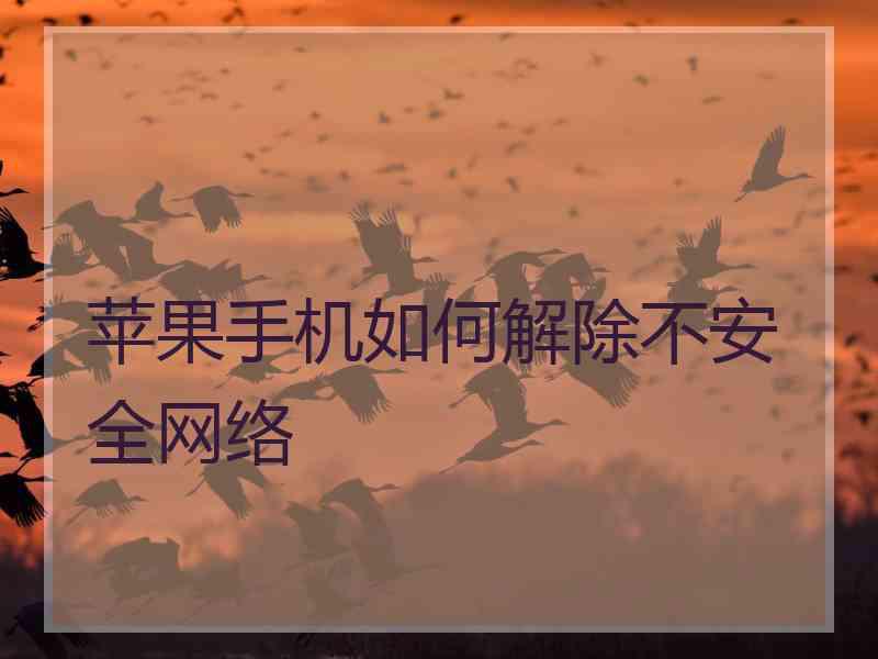 苹果手机如何解除不安全网络