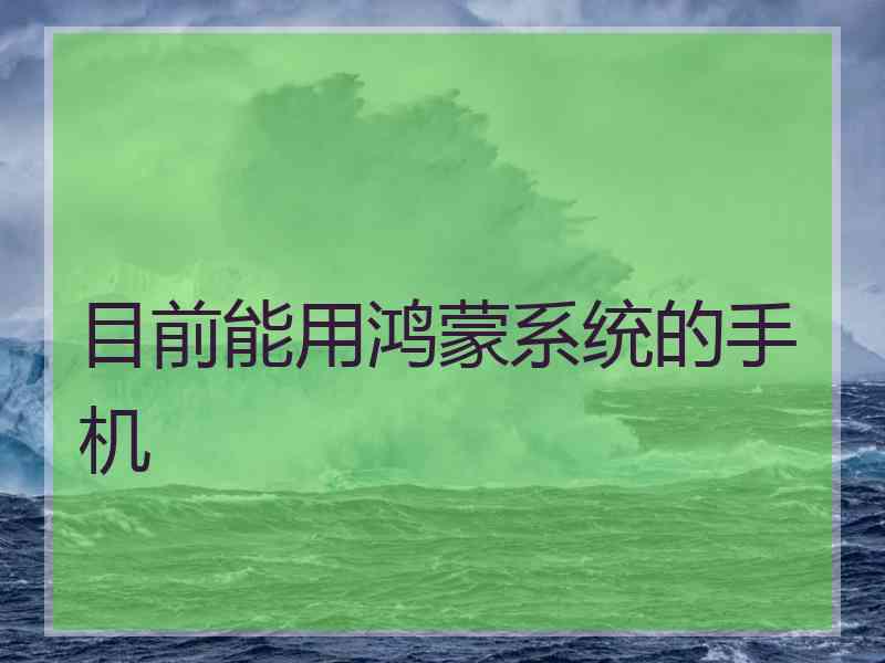 目前能用鸿蒙系统的手机