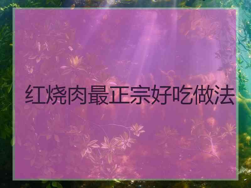 红烧肉最正宗好吃做法