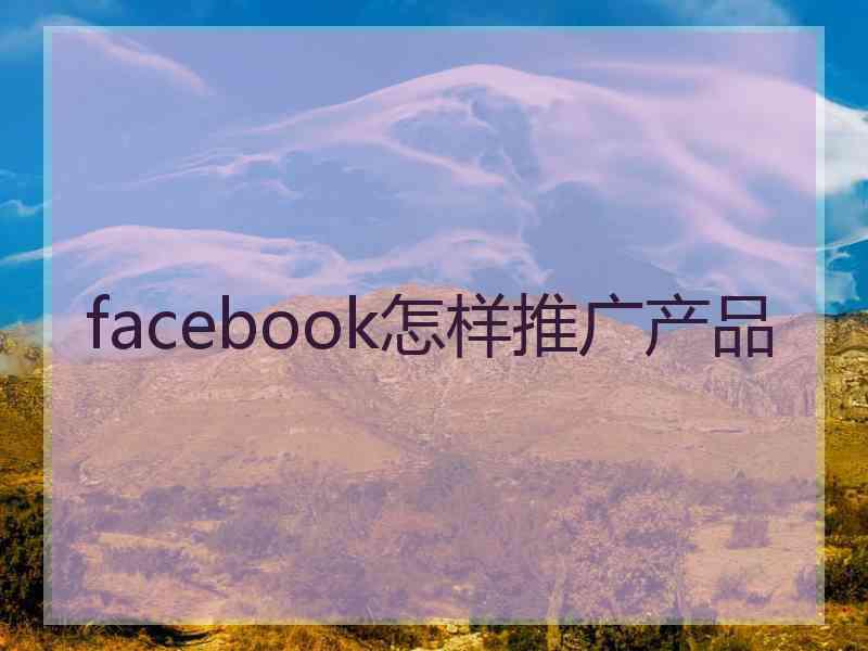 facebook怎样推广产品