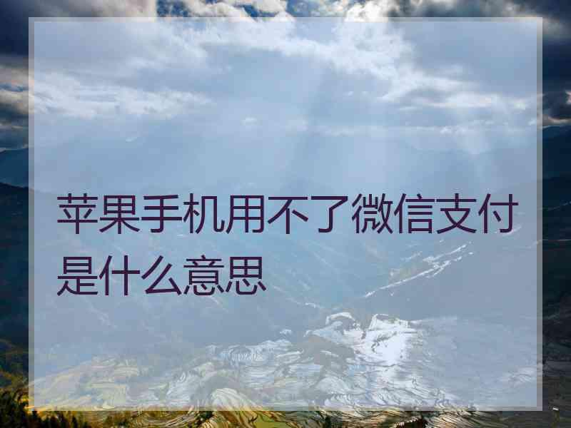 苹果手机用不了微信支付是什么意思