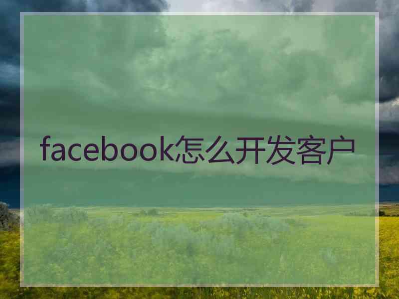 facebook怎么开发客户