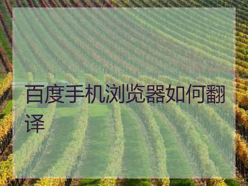 百度手机浏览器如何翻译