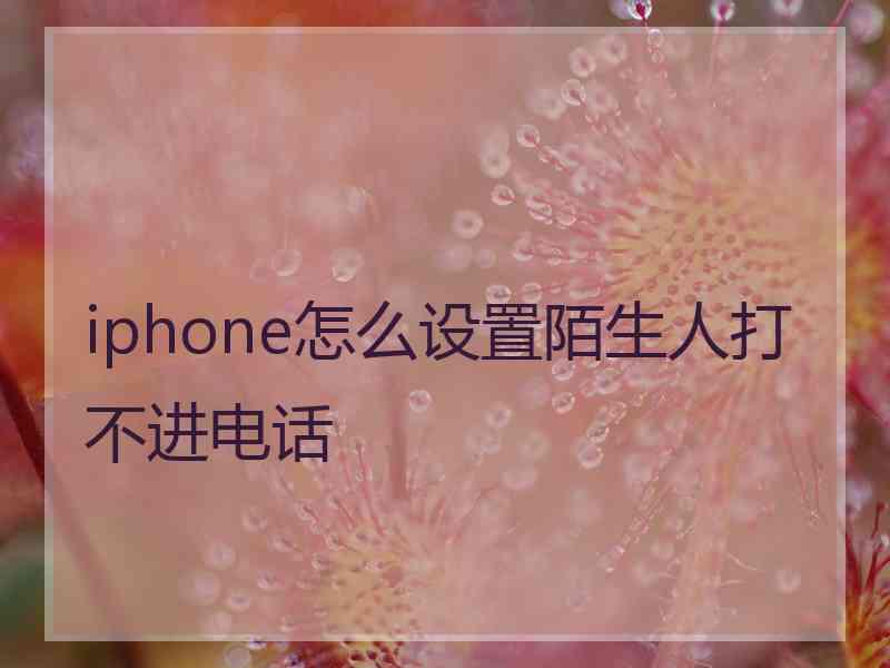 iphone怎么设置陌生人打不进电话