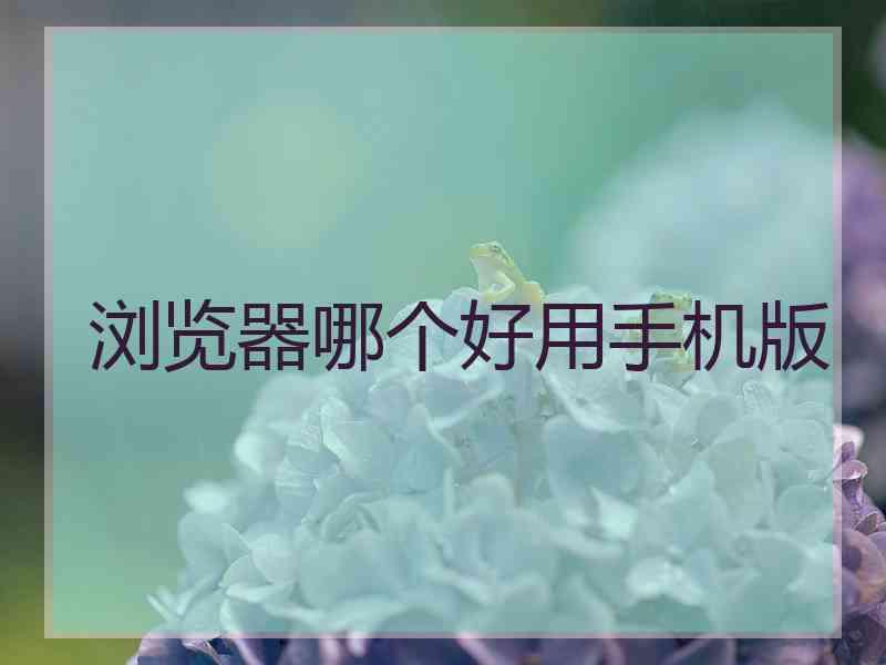 浏览器哪个好用手机版