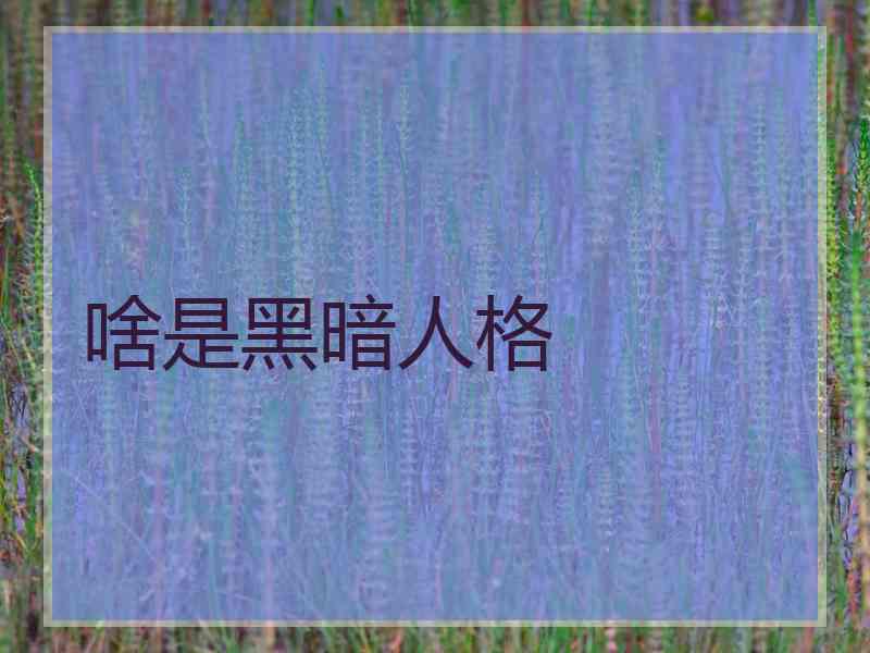 啥是黑暗人格