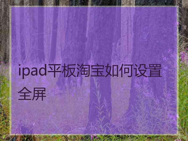 ipad平板淘宝如何设置全屏