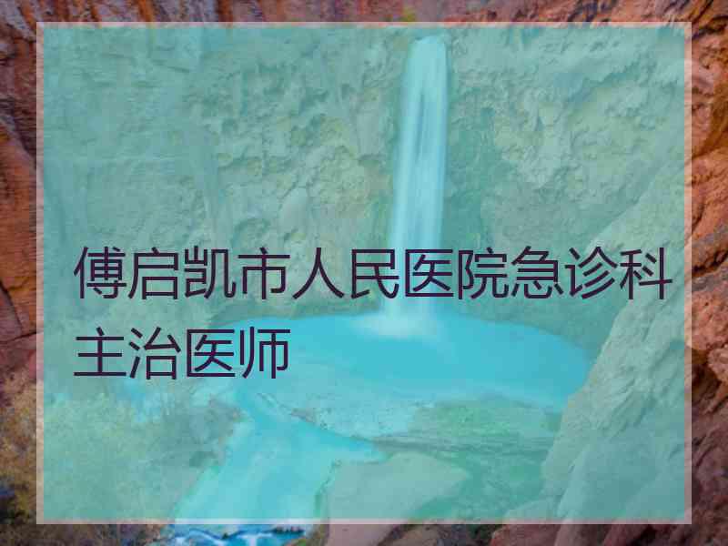 傅启凯市人民医院急诊科主治医师
