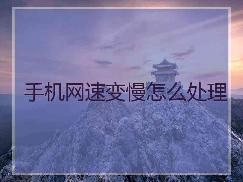 手机网速变慢怎么处理
