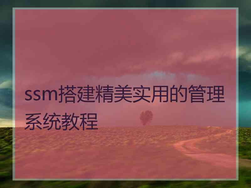 ssm搭建精美实用的管理系统教程