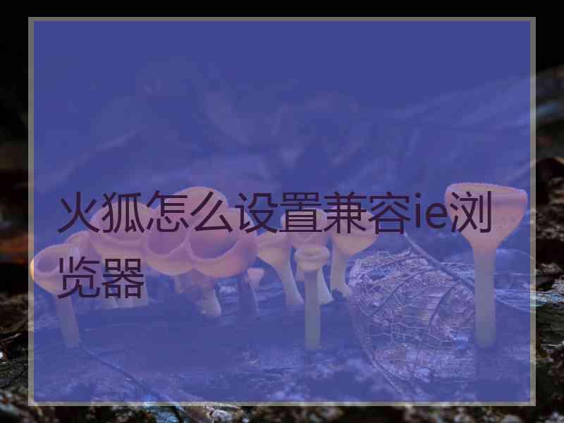 火狐怎么设置兼容ie浏览器