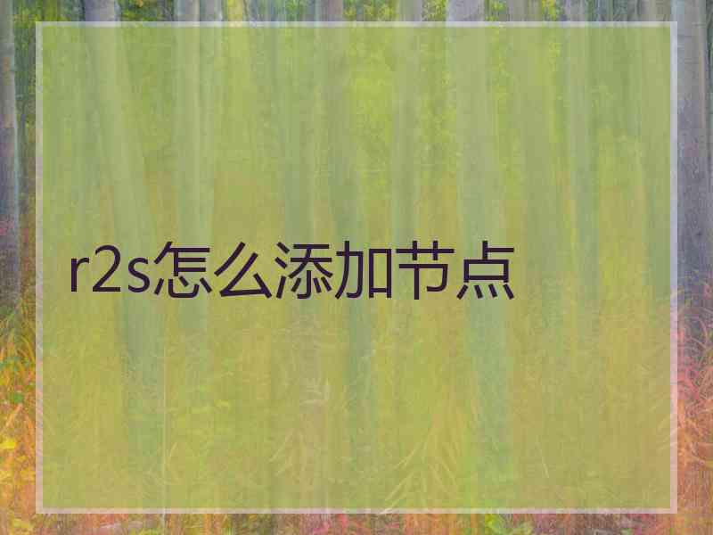 r2s怎么添加节点