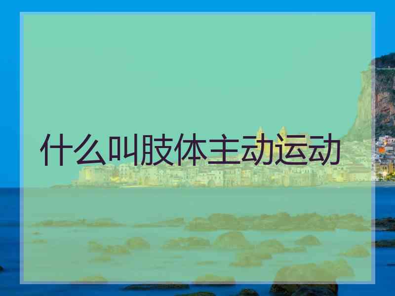 什么叫肢体主动运动