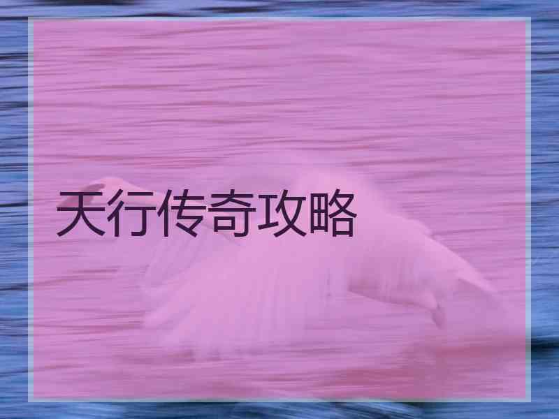 天行传奇攻略