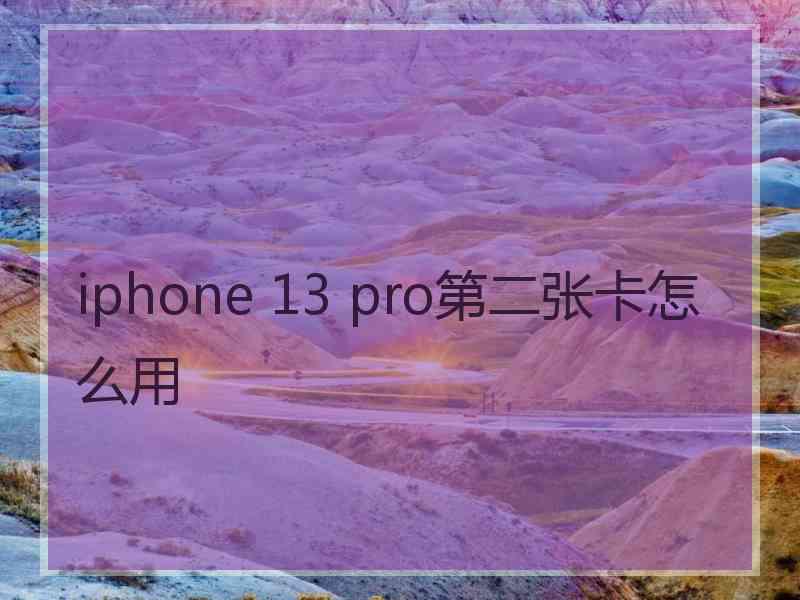 iphone 13 pro第二张卡怎么用