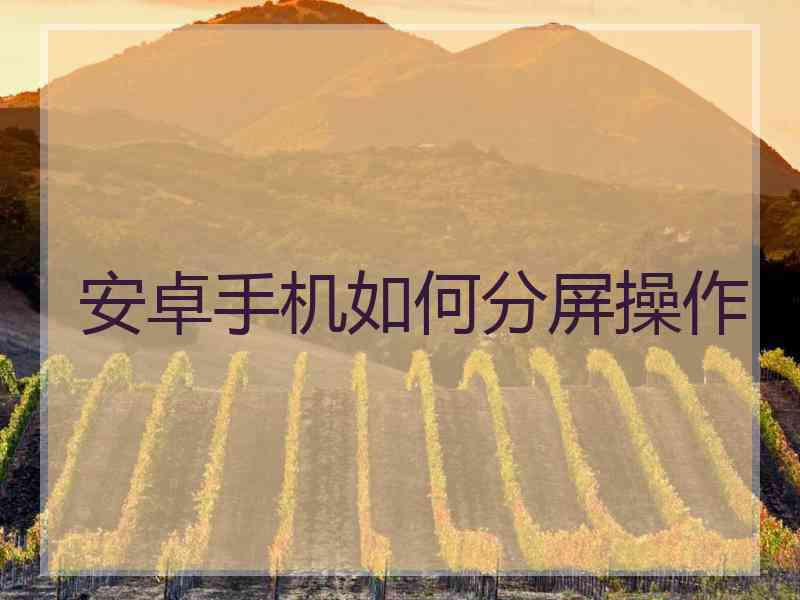 安卓手机如何分屏操作
