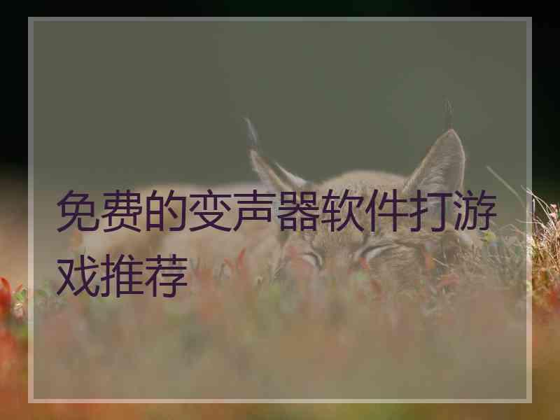 免费的变声器软件打游戏推荐