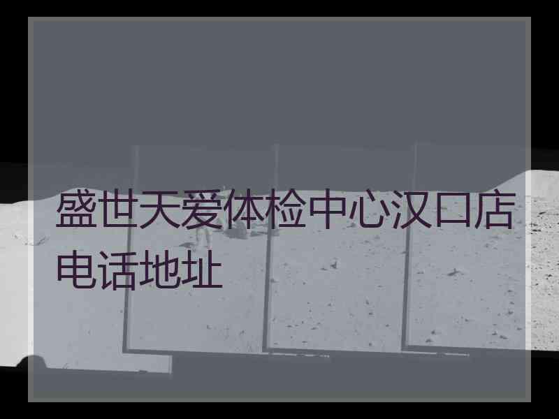盛世天爱体检中心汉口店电话地址