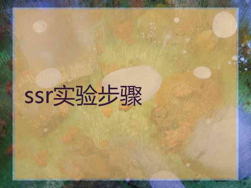 ssr实验步骤