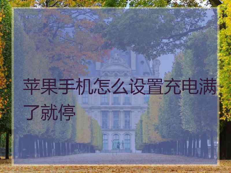 苹果手机怎么设置充电满了就停