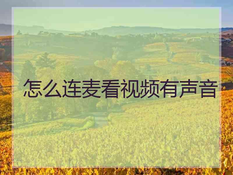 怎么连麦看视频有声音