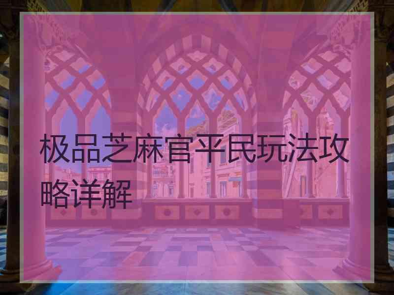 极品芝麻官平民玩法攻略详解